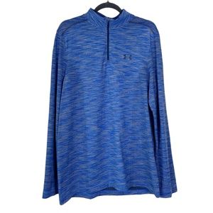 Under Armour Threadborne 1/4 Zip Shirt Blue Tan Mens XL Heatgear